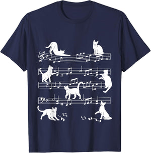 Cat Music Pet Cat Design Women Girls Kids T-Shirt - T-Shirt | Navy