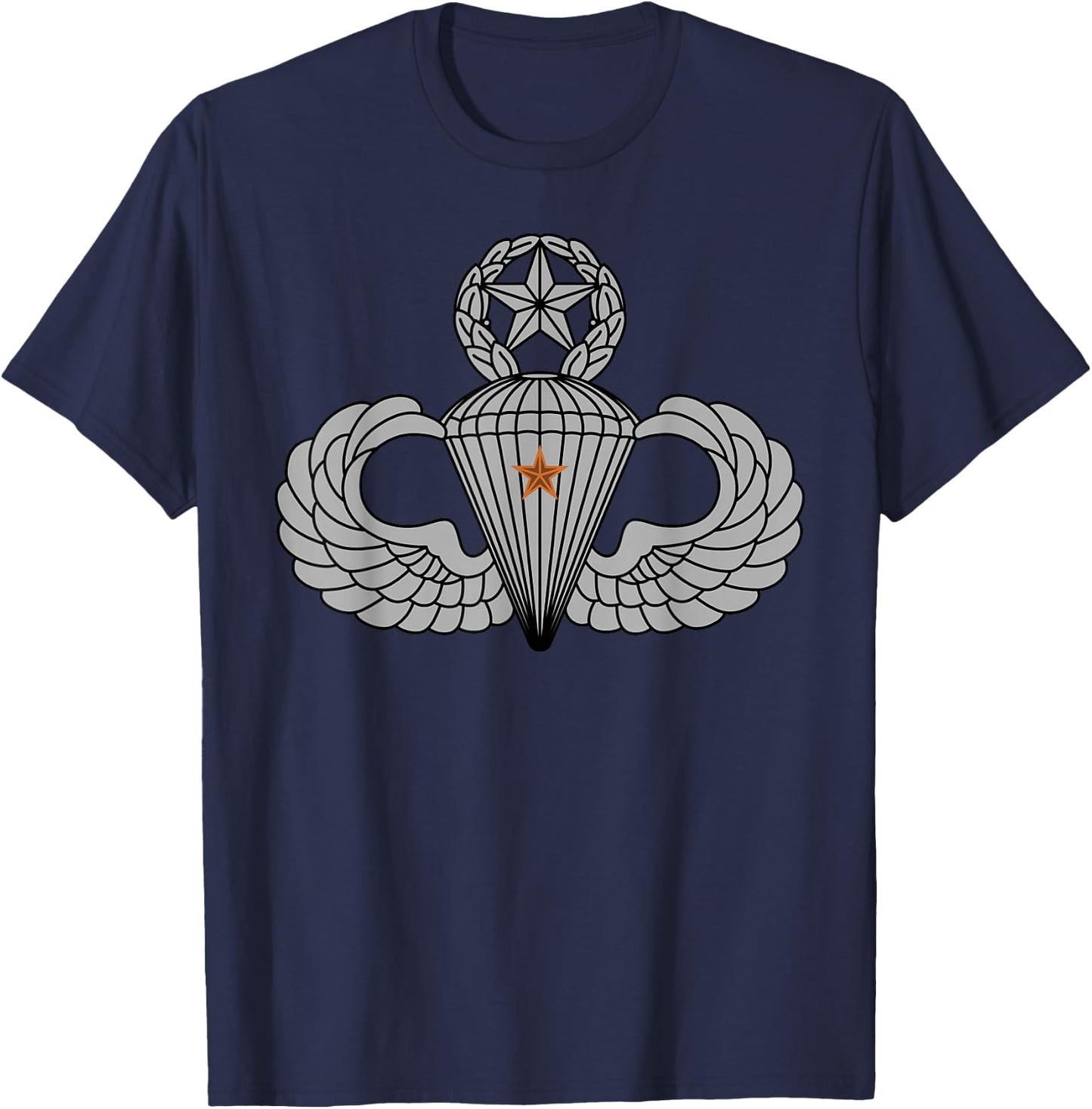 US Army Jumpmaster Badge - Master Parachutist Combat Star T-Shirt - T-Shirt | Navy