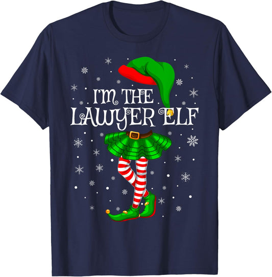 Lawyer Elf Christmas Matching Family Women Girls Elf T-Shirt - T-Shirt | Navy