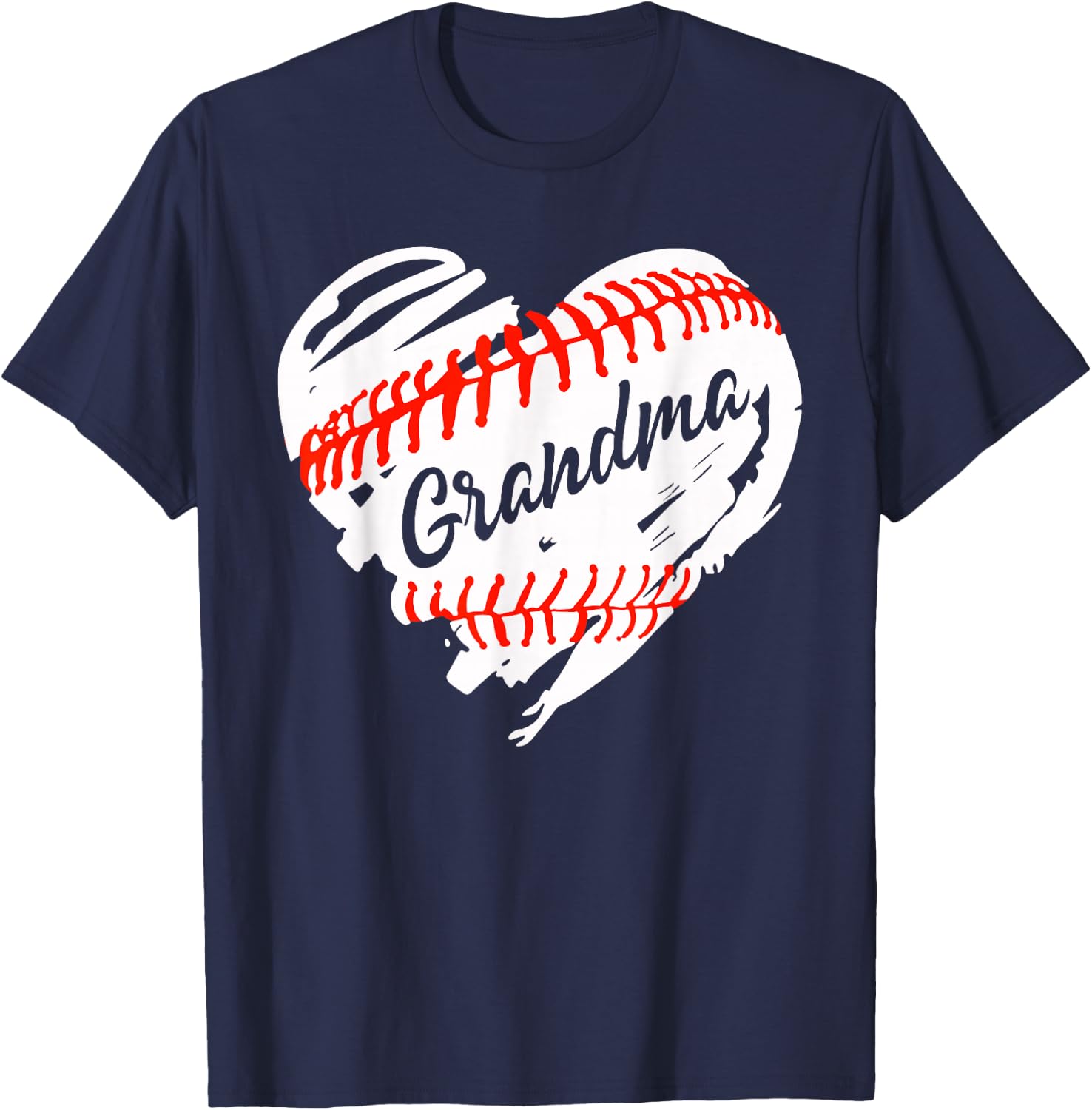 Baseball Heart Baseball Grandma Women Softball Mom Short T-Shirt - T-Shirt | Navy