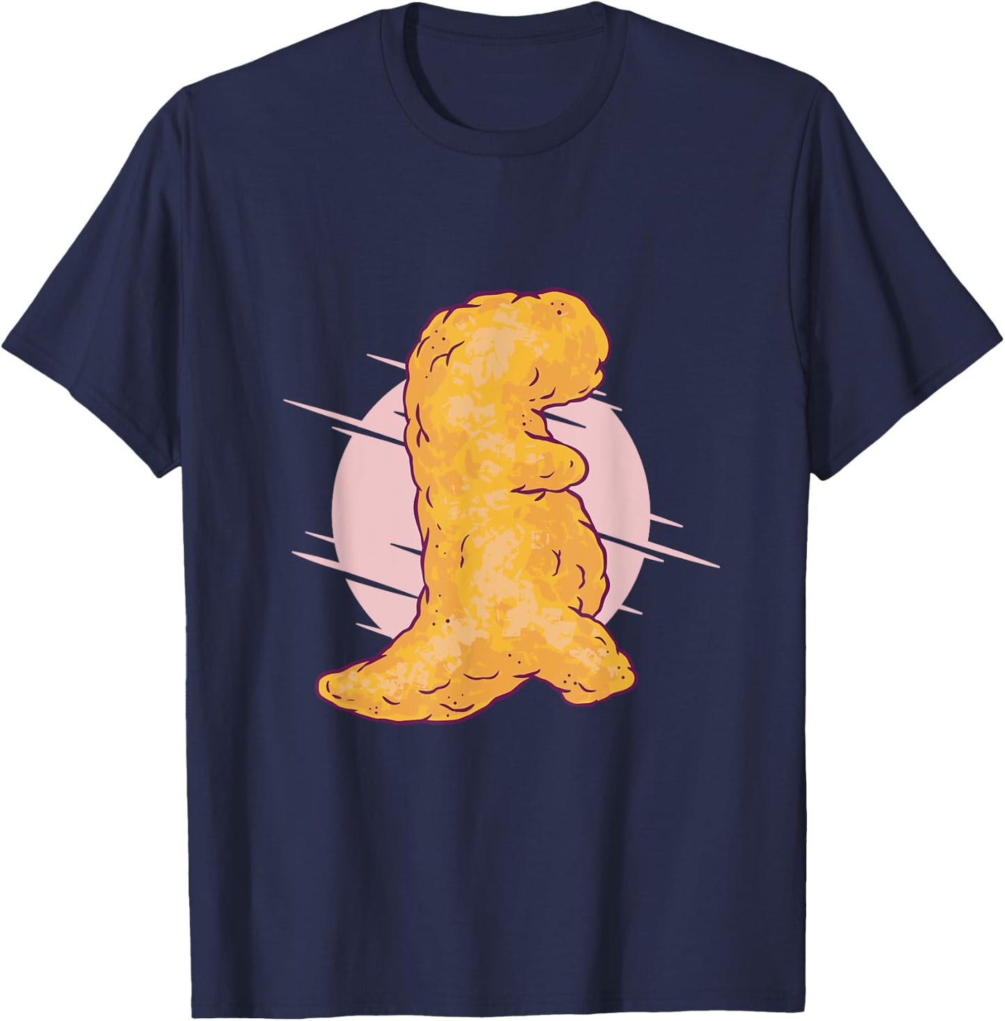 Dino Nugget Dinosaur Chicken Nugget Funny Graphic T-Shirt - T-Shirt | Navy