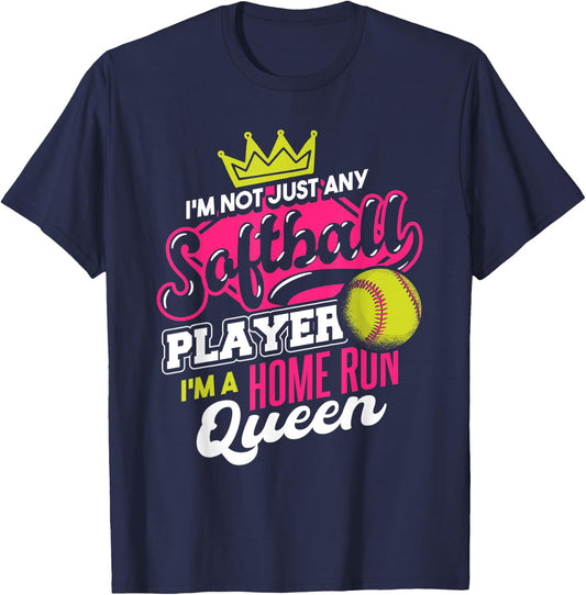 I'm A Home Run Queen | Women Softball T-Shirt - T-Shirt | Navy