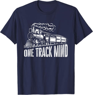 One Track Mind - Train Lover Locomotive Worker Railroad T-Shirt - T-Shirt | Navy