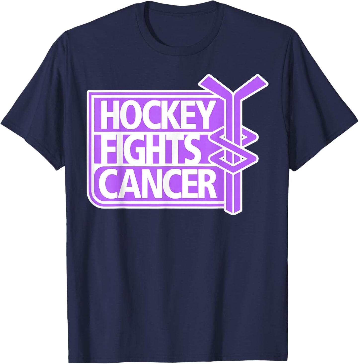 Hockey Fights Cancer Adult Classic Fit Short Sleeve Black T-Shirt - T-Shirt | Navy