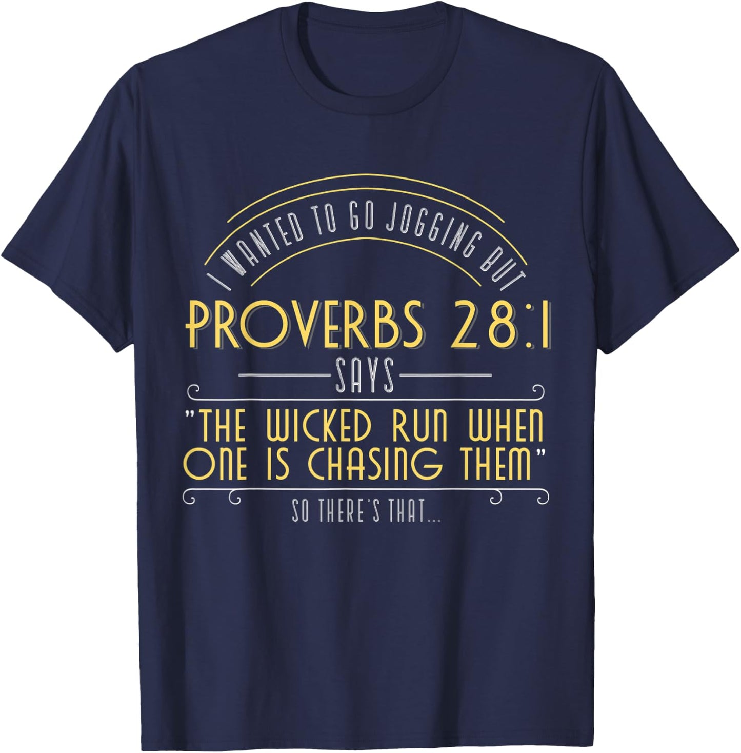 Jogging Workout Bible Verse Fitness Gym Christian Apparel T-Shirt - T-Shirt | Navy