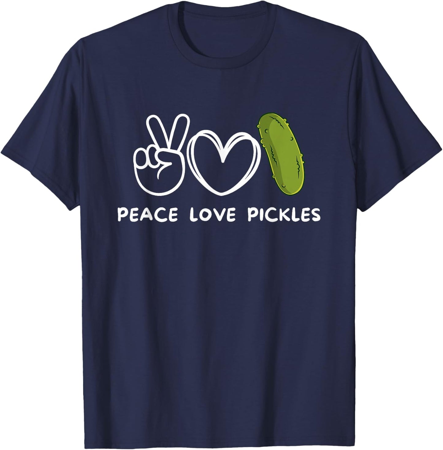 Peace, Love Pickles Retro Pickles Lover Food Lover T-Shirt - T-Shirt | Navy