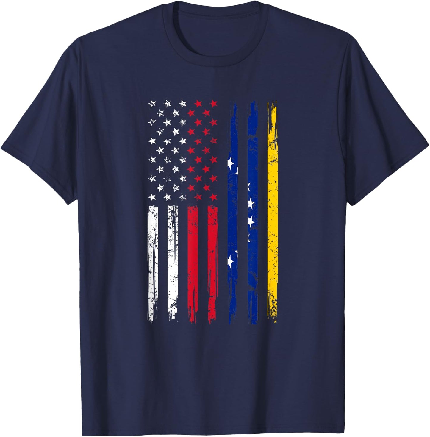 Half American And Venezuelan Usa Venezuela Flag Men Roots T-Shirt - T-Shirt | Navy