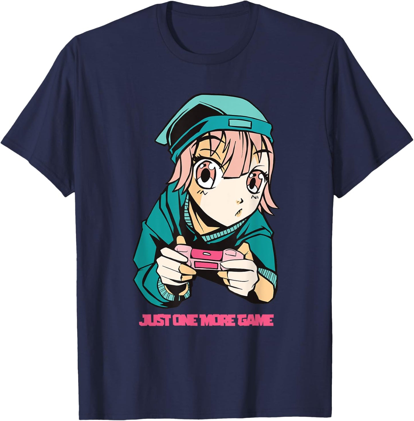 Just one more Game Anime Girls Gamer Lover T-Shirt - T-Shirt | Navy