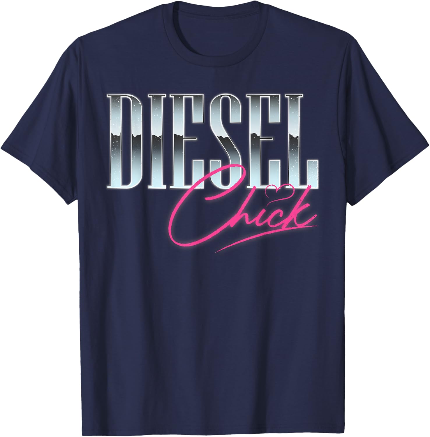 Diesel Chick Trucker Truck Driver Funny Women Retro Vintage T-Shirt - T-Shirt | Navy