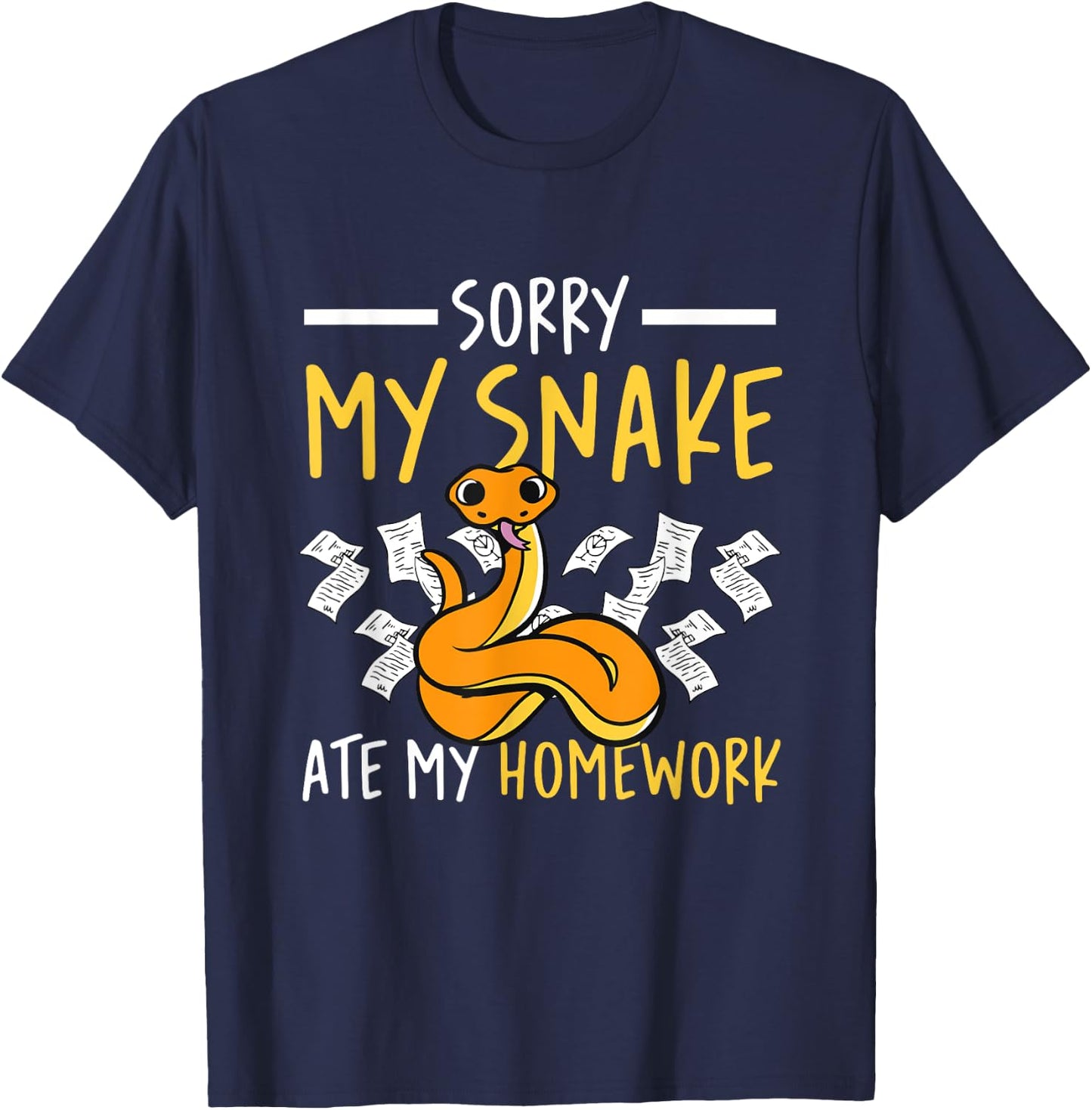 Sorry My Snake Ate My Homework School Reptile Serpent Kids T-Shirt - T-Shirt | Navy