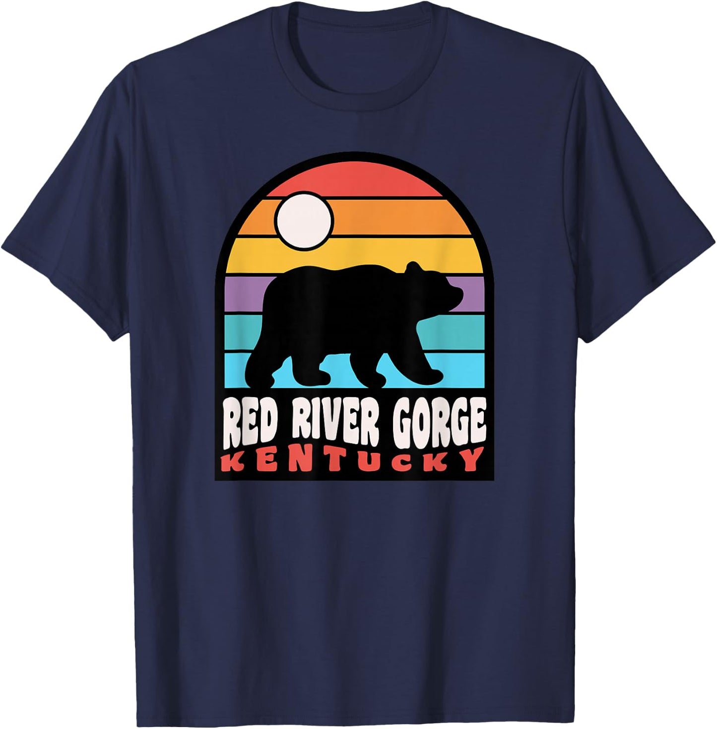 Red River Gorge Kentucky Hiking Bear Badge T-Shirt - T-Shirt | Navy