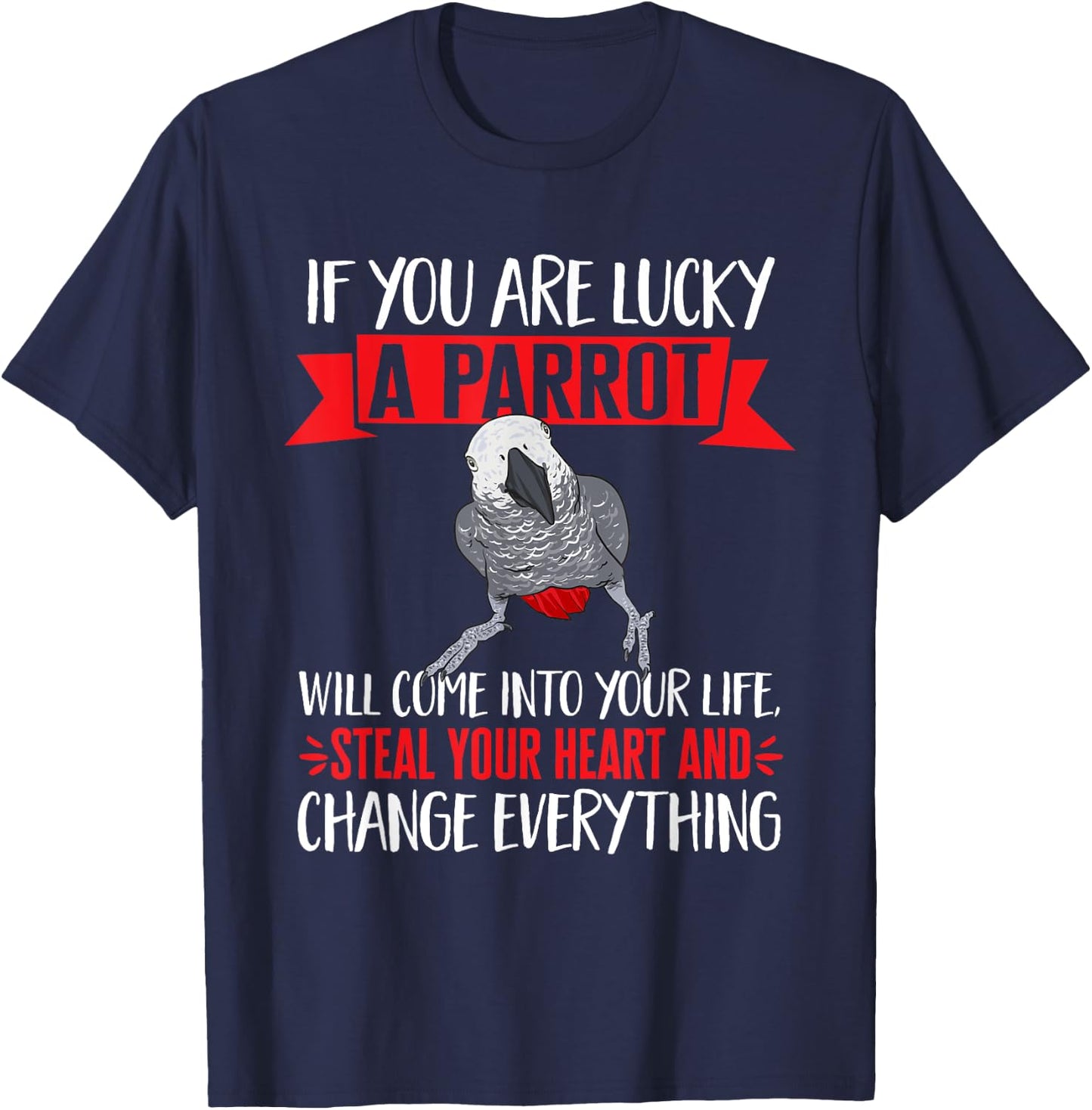 African Grey Parrot T-Shirt - T-Shirt | Navy