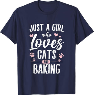 Baker & Bake Fans of Baking Supplies & Cats Lover | Baking T-Shirt - T-Shirt | Navy