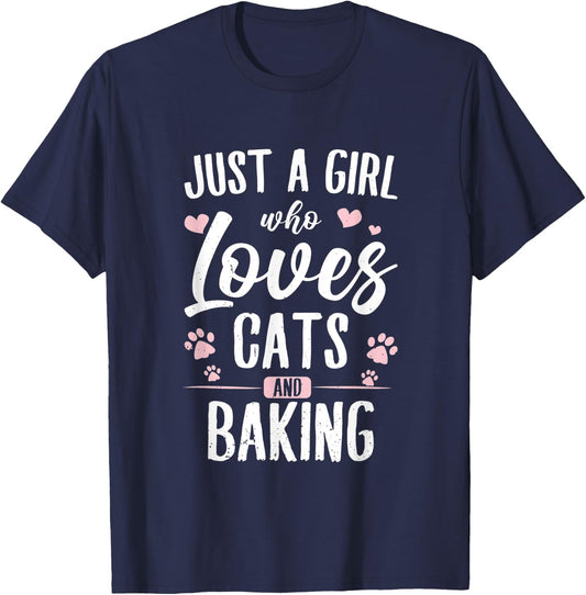 Baker & Bake Fans of Baking Supplies & Cats Lover | Baking T-Shirt - T-Shirt | Navy