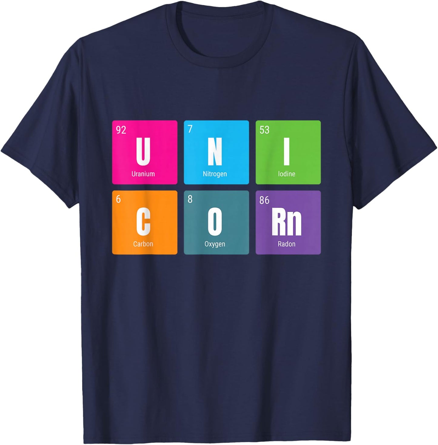 Periodic Table Rainbow Unicorn - Mystical Creature T-Shirt - T-Shirt | Navy