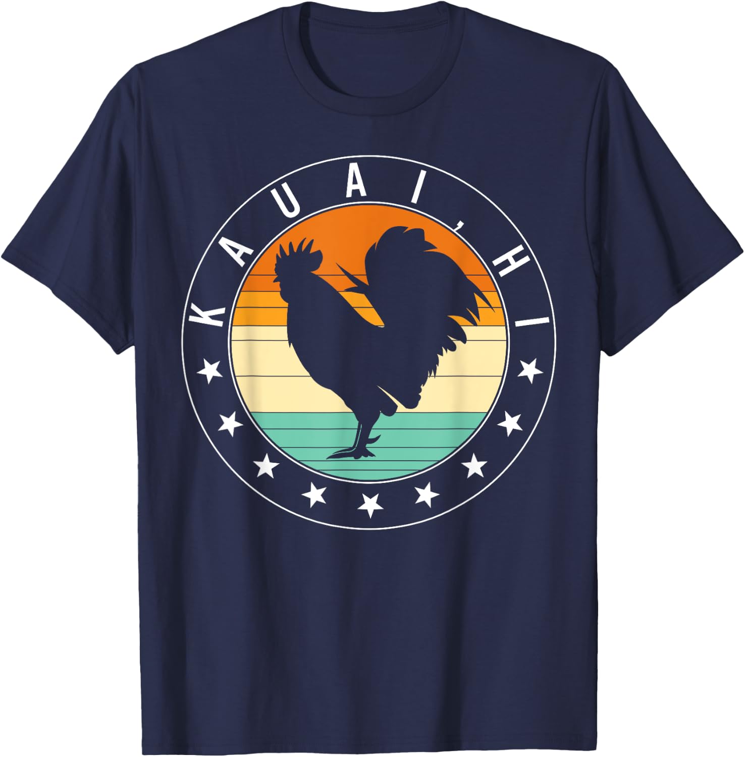 Kauai Hi Wild Feral Chicken Souvenir Hawaii Rooster Fighting T-Shirt - T-Shirt | Navy