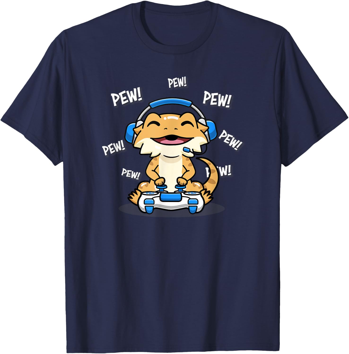 Tiny Dinosaur Boys Kawaii Kid Pew Gamer Bearded Dragon Lover T-Shirt - T-Shirt | Navy