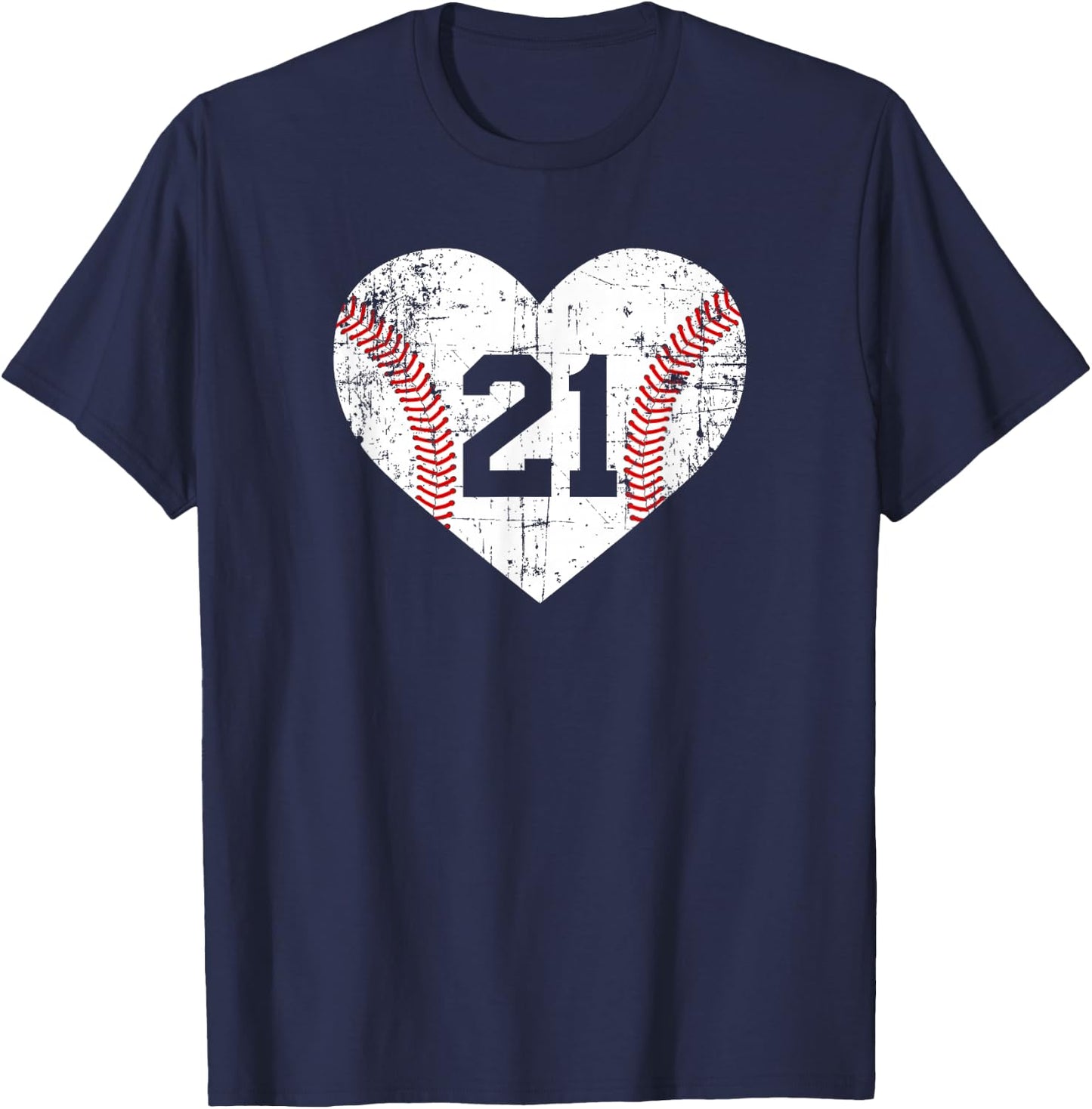 Vintage Baseball 21 Jersey Number T-Shirt - T-Shirt | Navy