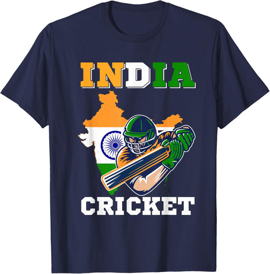 India Cricket Player Flag Jersey Indian Sports T-Shirt - T-Shirt | Navy