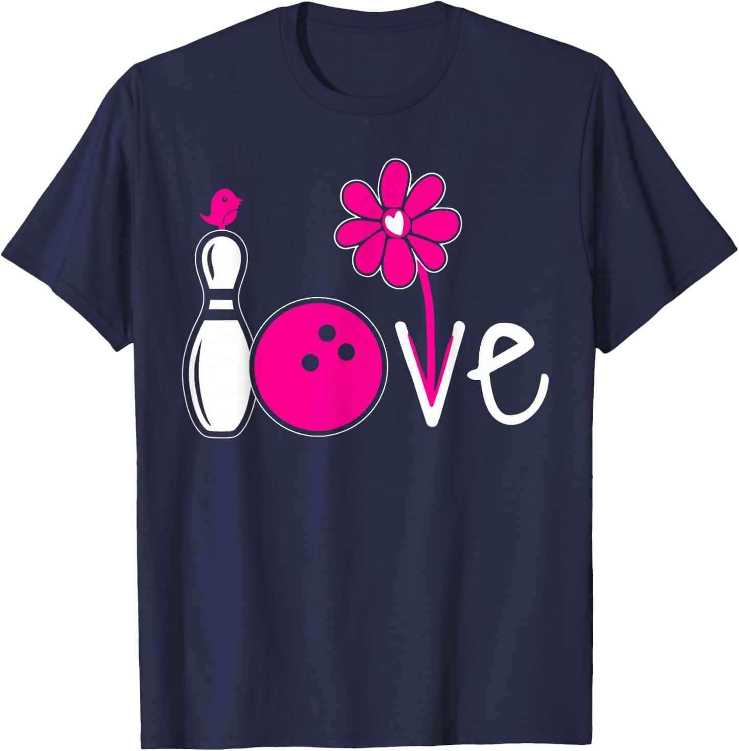 Women Bowling-Shirt Girls Love Team Bowling Vintage T-Shirt - T-Shirt | Navy
