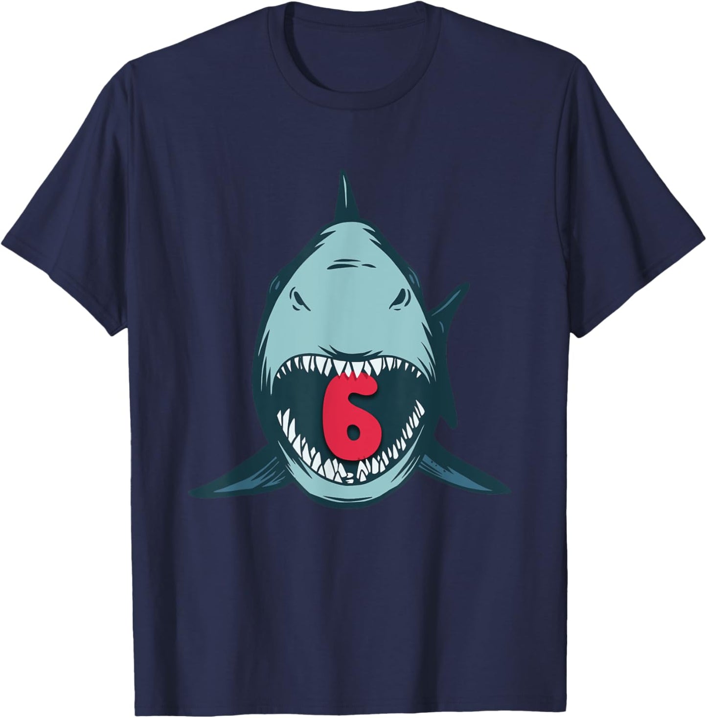Megalodon Shark 6th Birthday 6 Years Megalodon Birthday T-Shirt - T-Shirt | Navy