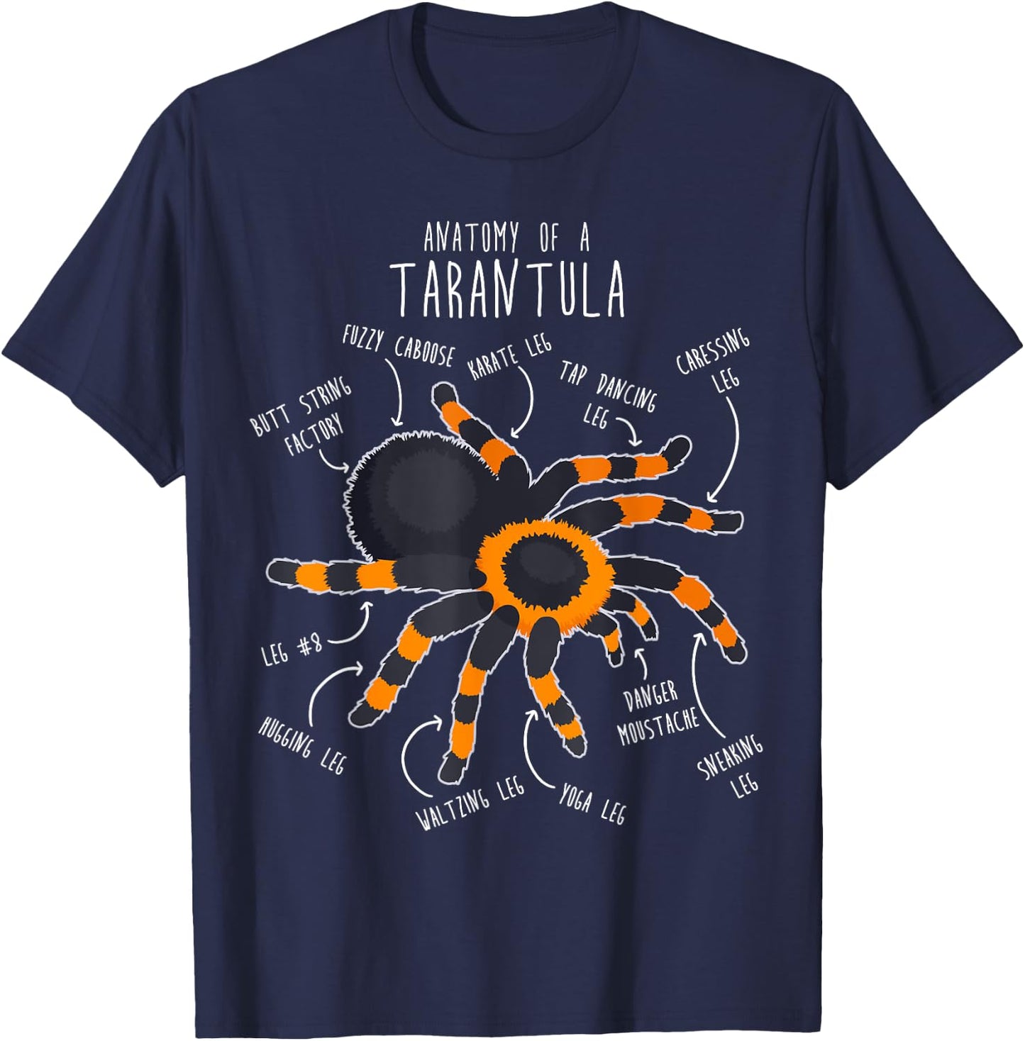 Tarantula Anatomy, Funny Cute Pet Mexican Redknee Spider T-Shirt - T-Shirt | Navy