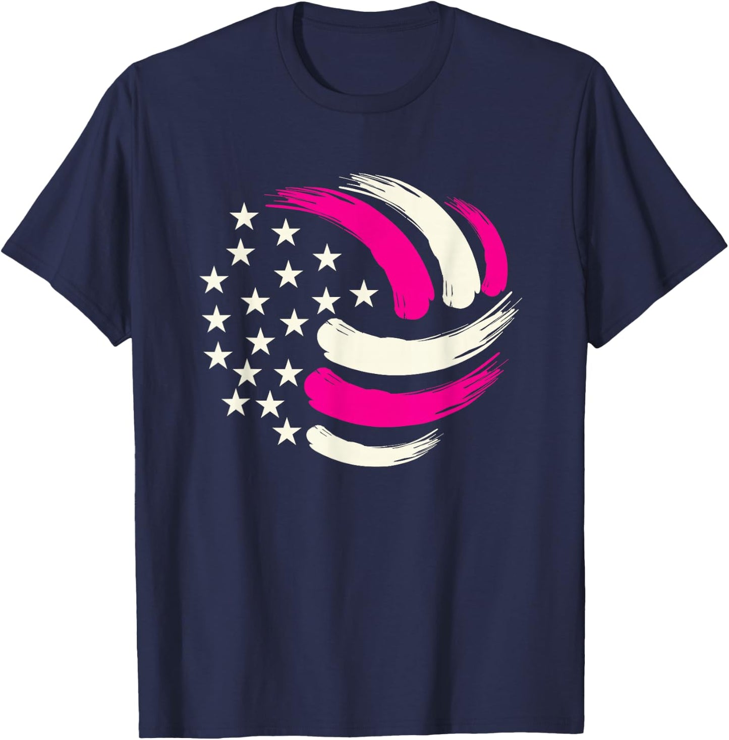 Women Volleyball Teen Girls USA American Flag T-Shirt - T-Shirt | Navy