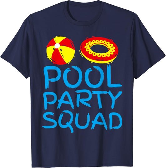 Funny Pool Party Squad Birthday Summer Family Swimming Kids T-Shirt - T-Shirt | Navy