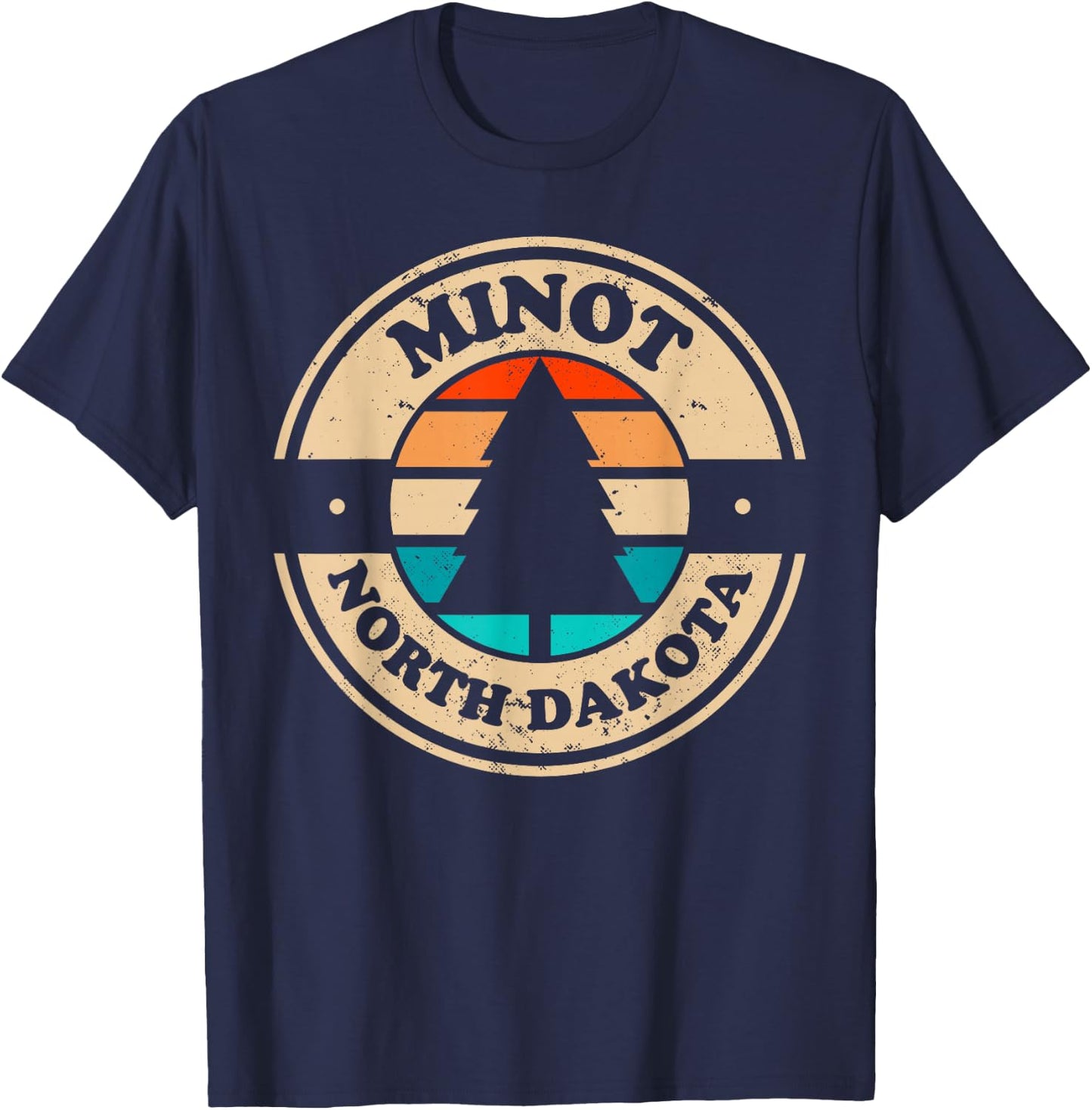 Minot North Dakota ND Vintage Graphic Retro 70s 80s T-Shirt - T-Shirt | Navy