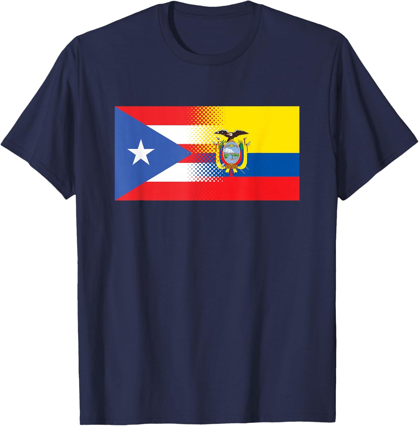 Half Puerto Rican Half Ecuadorian Flag Puerto Rico Ecuador T-Shirt - T-Shirt | Navy