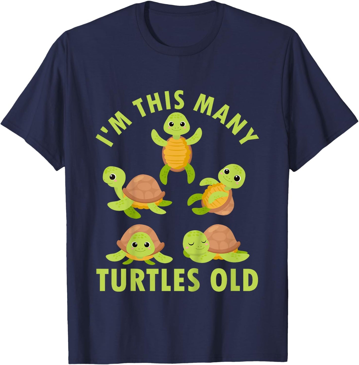 Kids 5 Year Old Boy Sea Turtles Old 5th Birthday Kids T-Shirt - T-Shirt | Navy