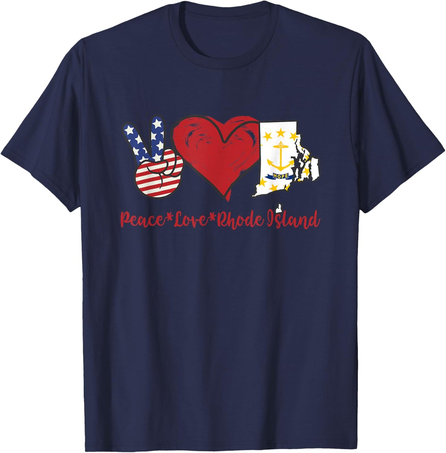 Peace Love Rhode Island T-Shirt - T-Shirt | Navy