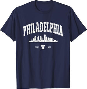 Philadelphia Shirt City of Brotherly Love PA Vintage Philly T-Shirt - T-Shirt | Navy