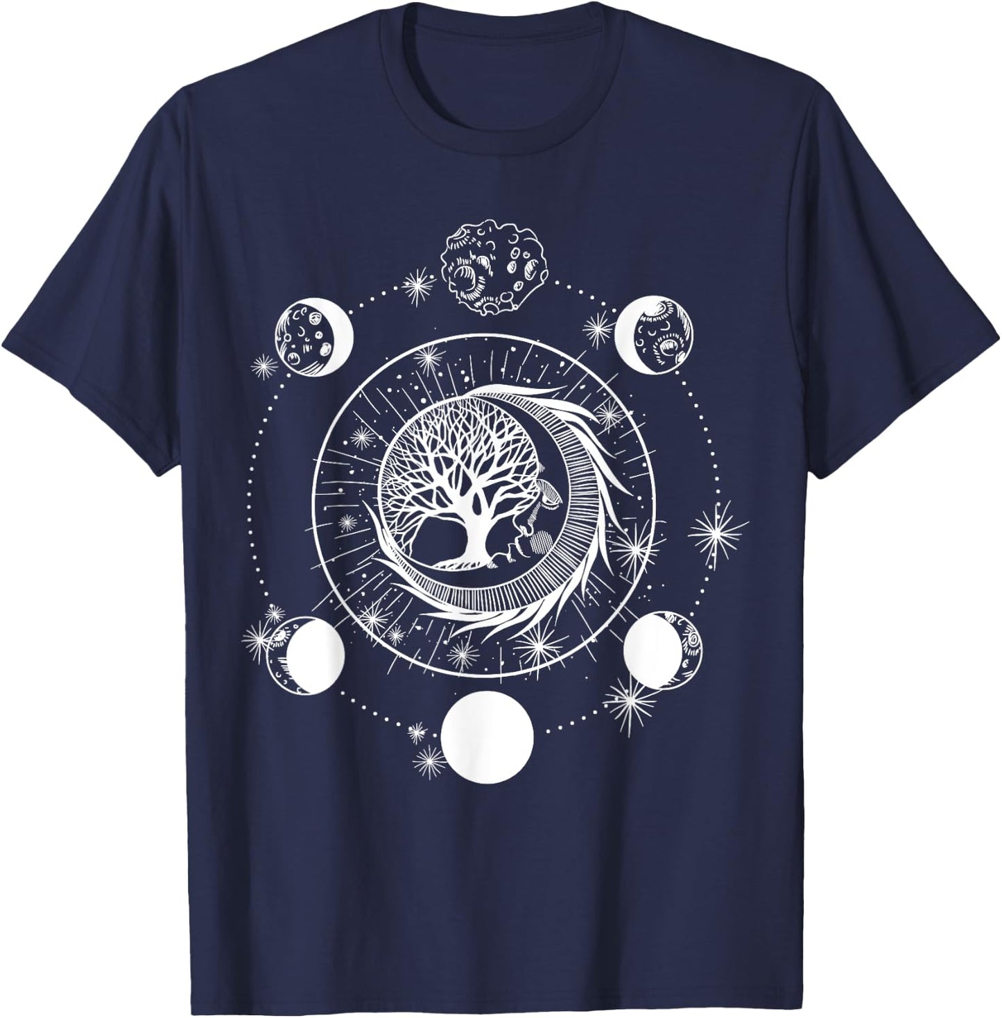 Phases of the Moon Tree of Life Mystical Lovers T-Shirt - T-Shirt | Navy