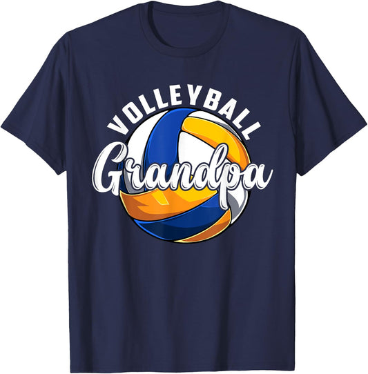 Volleyball Grandpa Vintage Retro Volleyball Fathers Day T-Shirt - T-Shirt | Navy