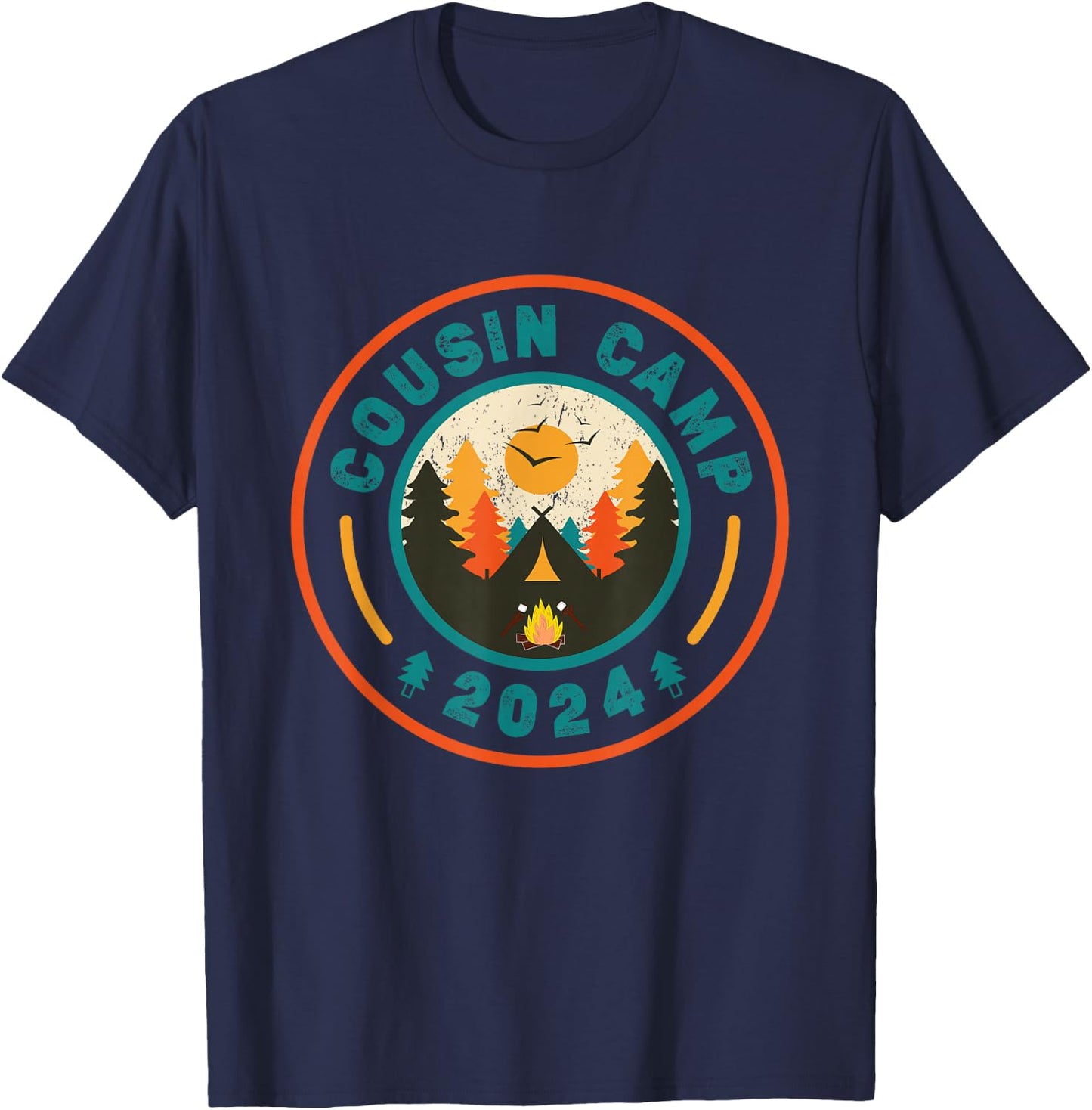 Cousin Camp 2024 Vintage Shirt Outdoors Vacation Adventures T-Shirt - T-Shirt | Navy