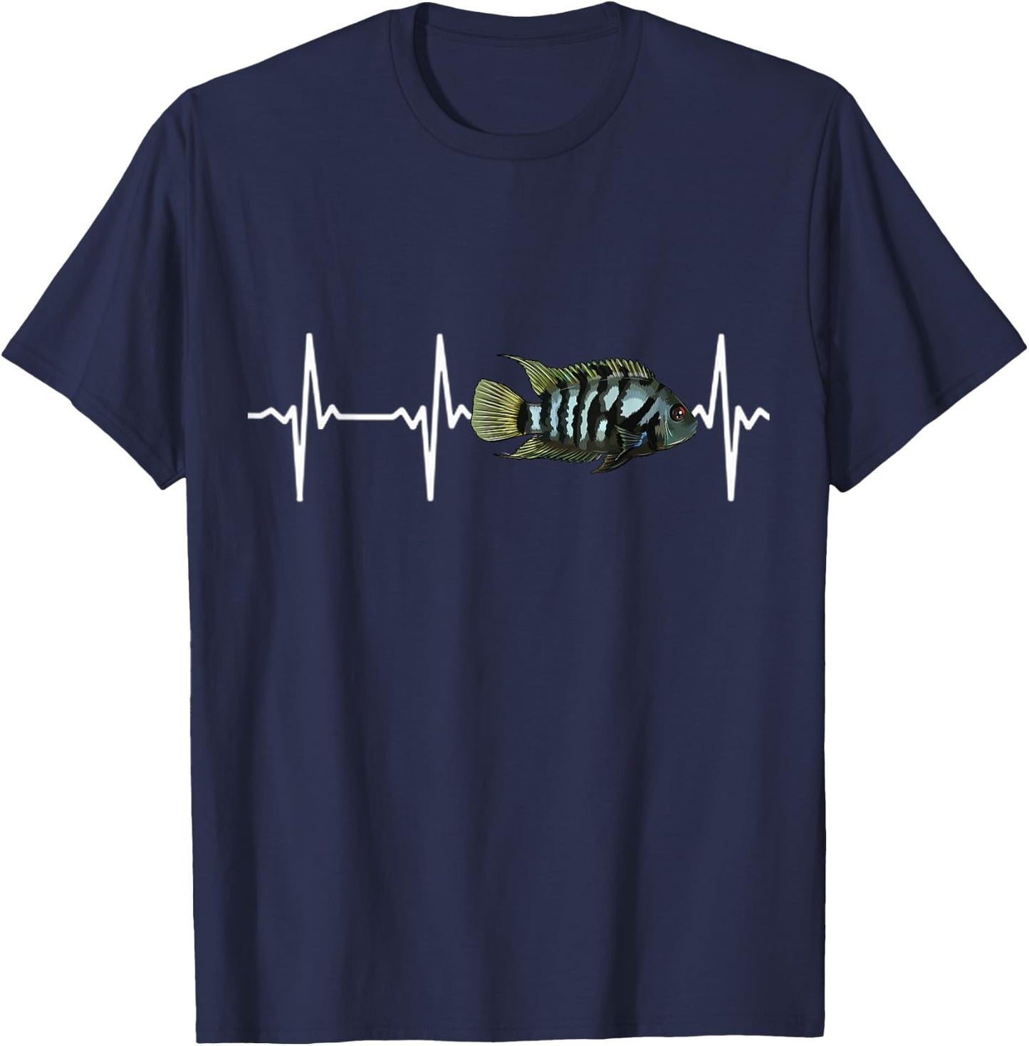 Convict Cichlids Heartbeat For Fishkeeping Aquarium Lovers T-Shirt - T-Shirt | Navy