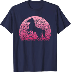 Horse Lover Horseback Riding Western Cowgirl Women Girls T-Shirt - T-Shirt | Navy