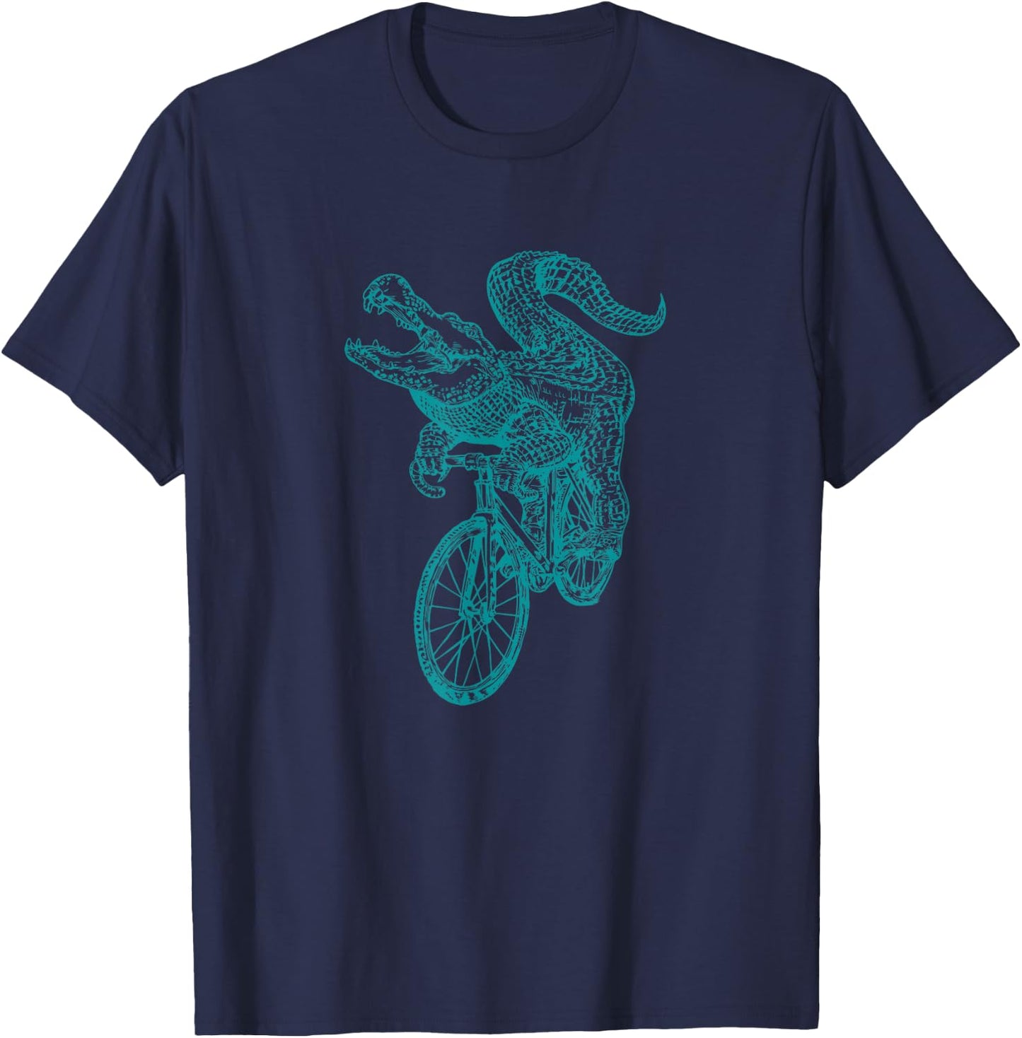 Alligator Riding Bike Crocodile Cyclist Reptile Ride Bicycle T-Shirt - T-Shirt | Navy
