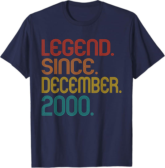 Legend Since December 2000 Men Women Vintage 2000 Birthday T-Shirt - T-Shirt | Navy