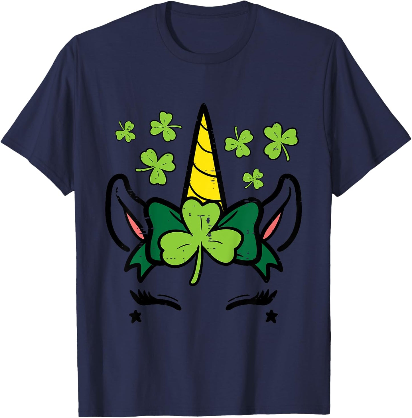 Kids St Patricks Day Unicorn Face Saint Pattys Girls Kids Toddler T-Shirt - T-Shirt | Navy