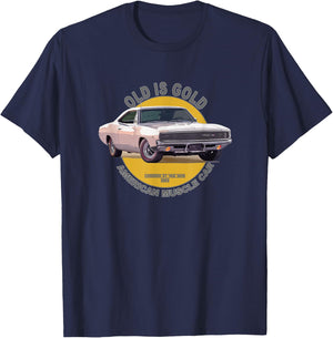 Charger RT 426 Hemi American Muscle Car 60s 70s Old is Gold T-Shirt - T-Shirt | Navy