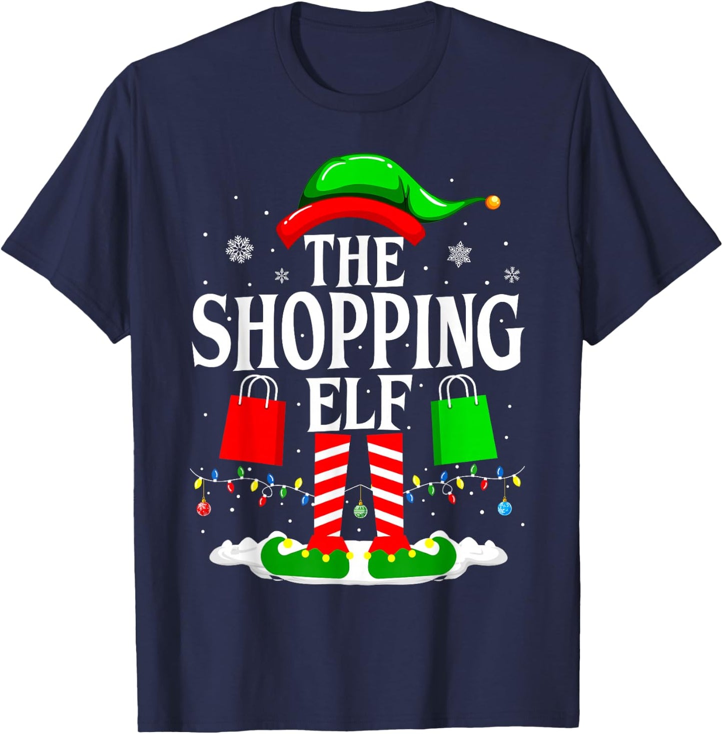 The Shopping Elf Funny Xmas Family matching Christmas T-Shirt - T-Shirt | Navy