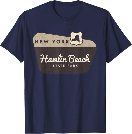 Hamlin Beach State Park New York Welcome Sign Vacation Men Women Kids T-Shirt - T-Shirt | Navy