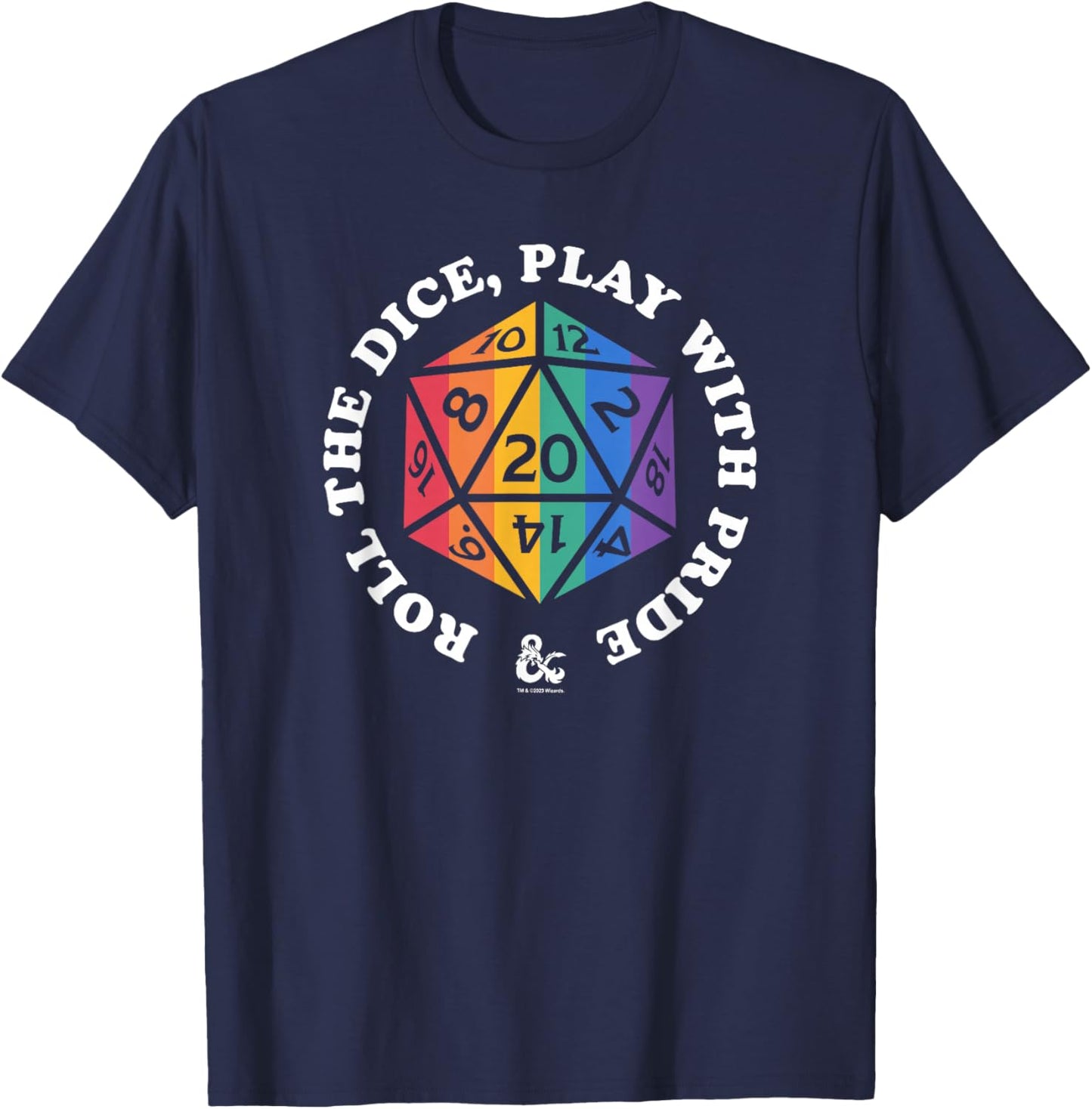 Dungeons & Dragons Rainbow Roll The Dice Play With Pride T-Shirt - T-Shirt | Navy