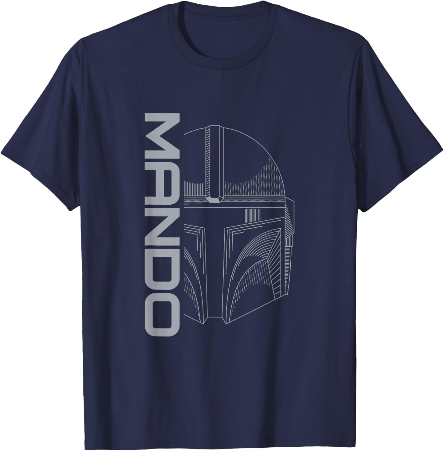 Star Wars: The Mandalorian Silver Line Art Vintage Mando T-Shirt - T-Shirt | Navy