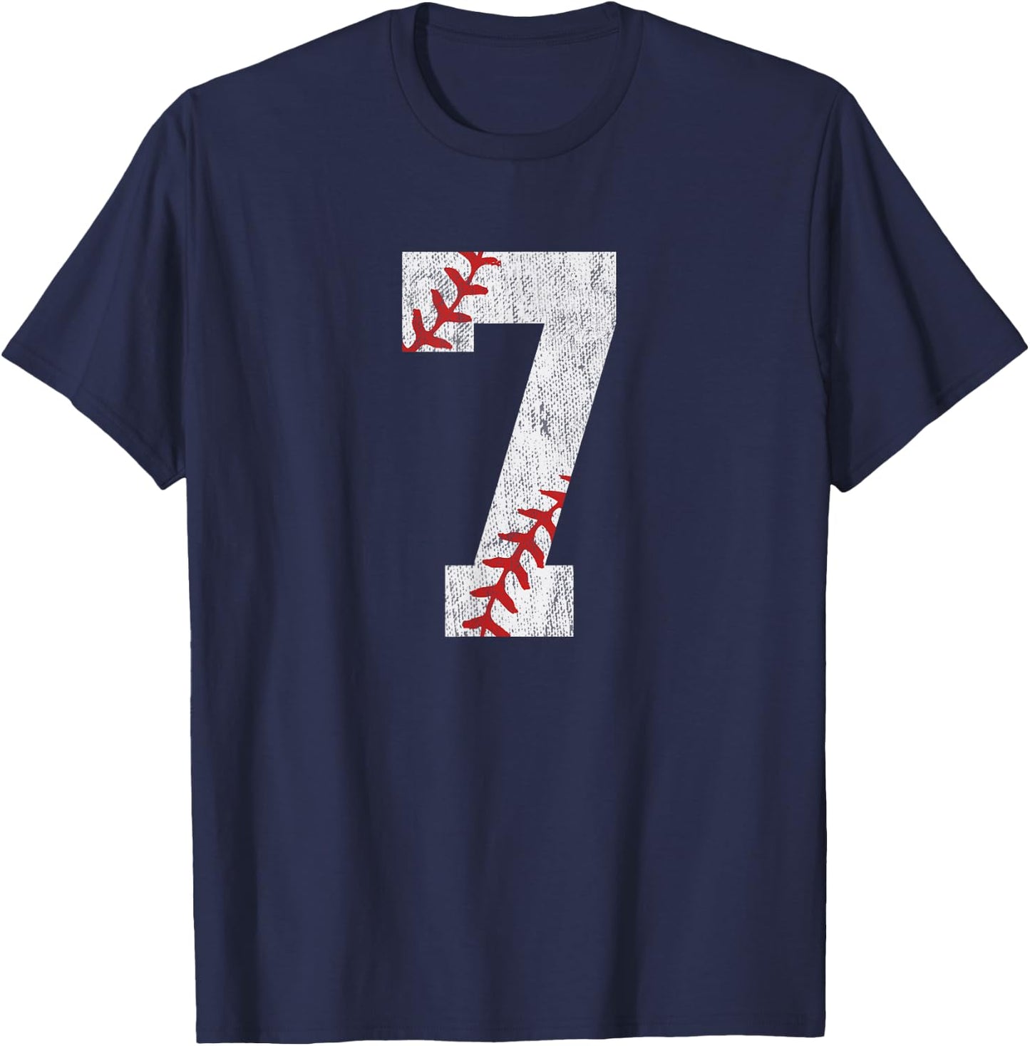 Number #7 Vintage 7th Birthday Baseball Lover 7 Years Old T-Shirt - T-Shirt | Navy