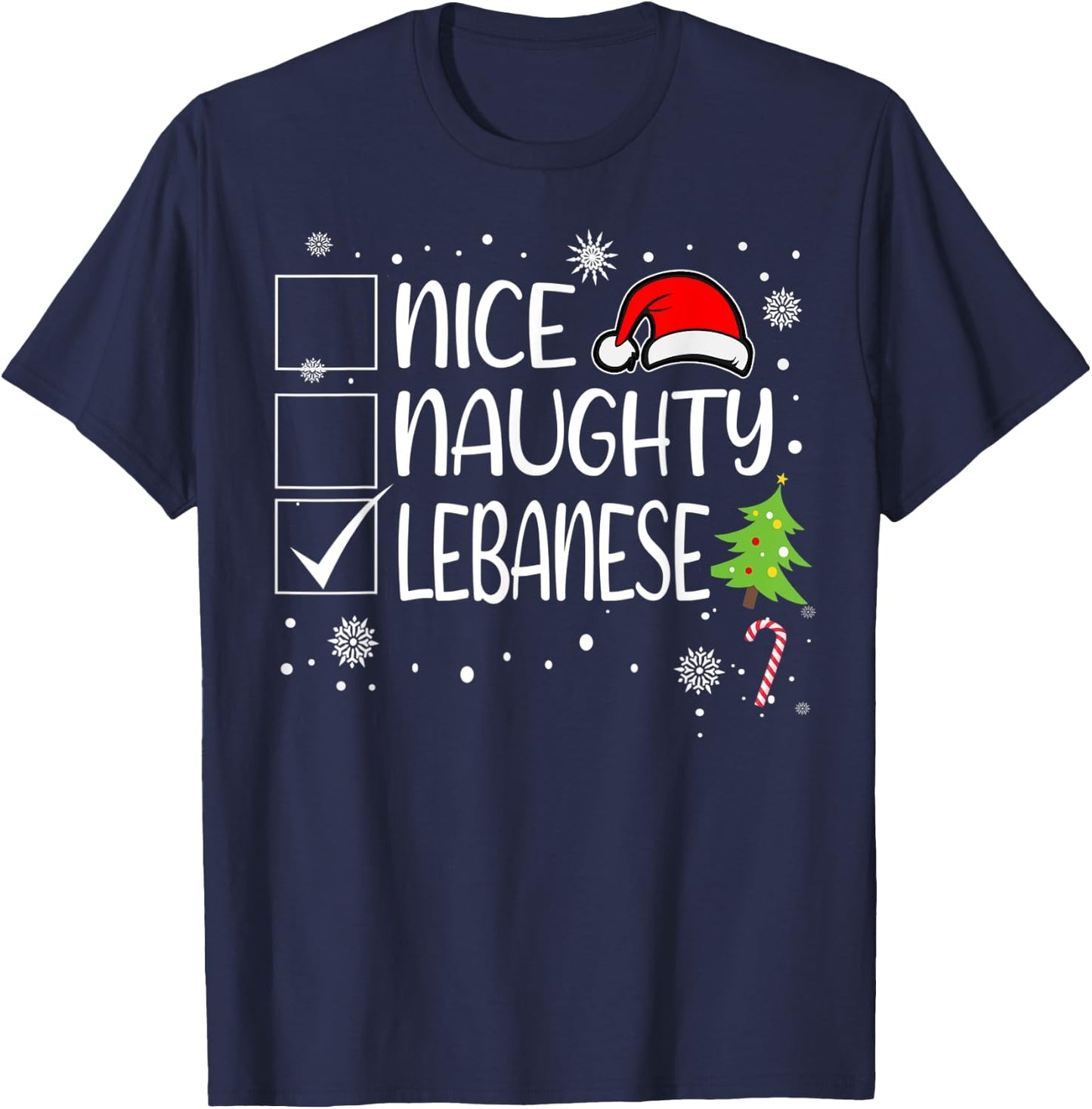 Nice Naughty Lebanese Christmas Naughty Family Group Xmas T-Shirt - T-Shirt | Navy