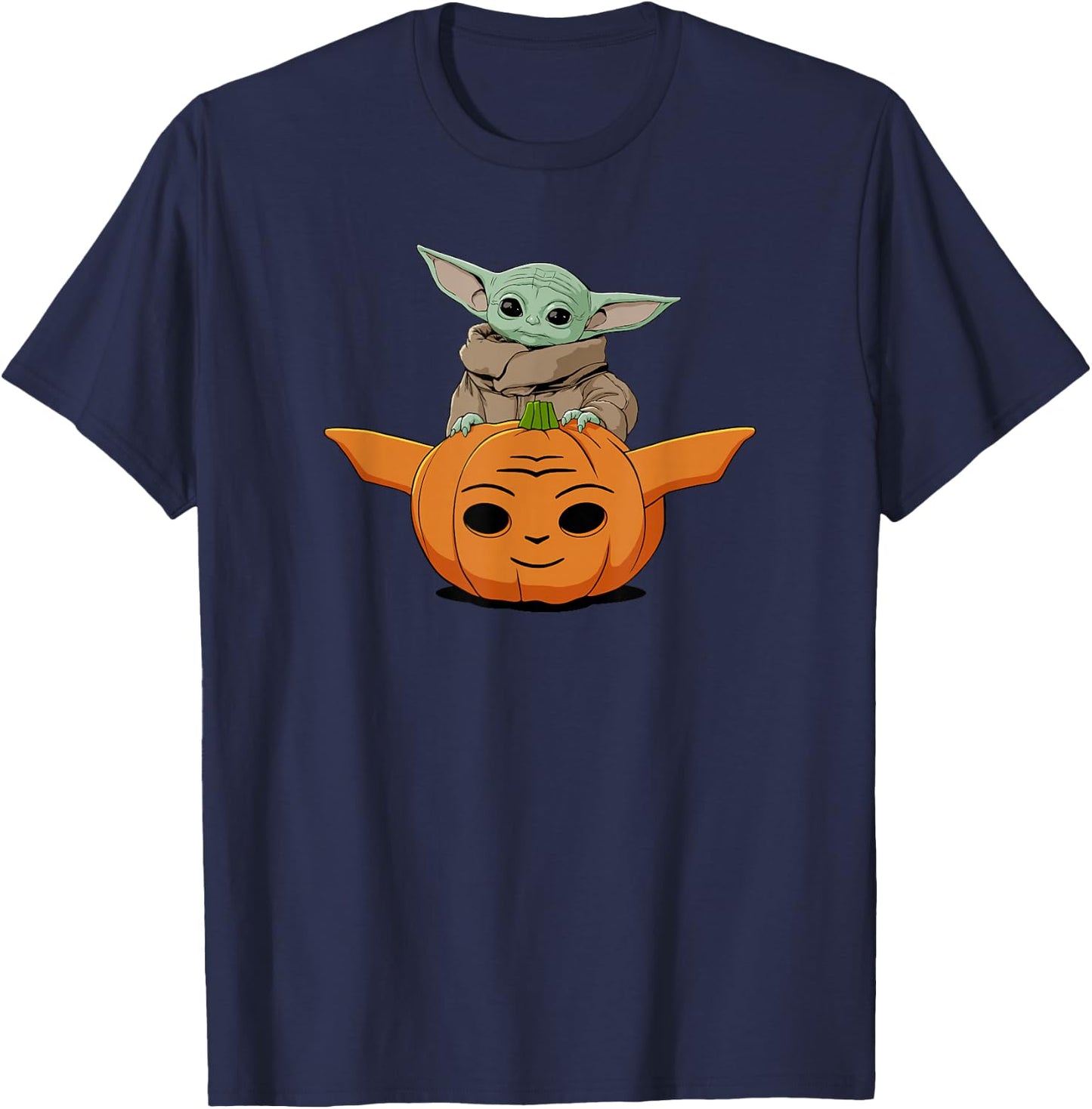Star Wars: The Mandalorian Halloween Grogu Cute Pumpkin T-Shirt - T-Shirt | Navy