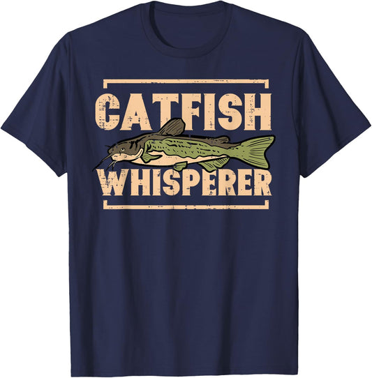 Fishing Catfish Whisperer Funny Fish Lover Men Women Kids T-Shirt - T-Shirt | Navy